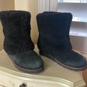 UGG black leather & genuine Sheepskin